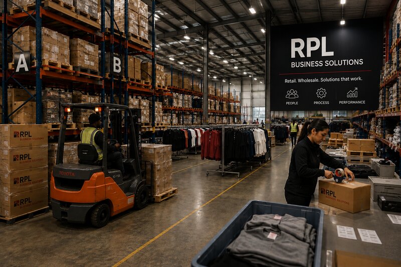 Corporate clothing and branded merchandise warehouse